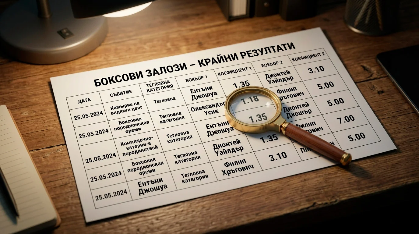 Витрина с боксови коефициенти, в които е скрит маржинът на букмейкъра