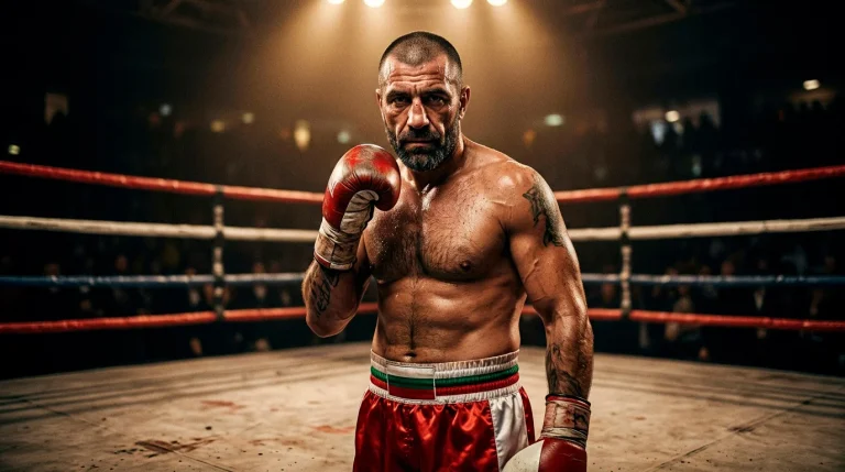 Залог на Кубрат Пулев — български heavyweight боксьор в ринга в подготвителна стойка