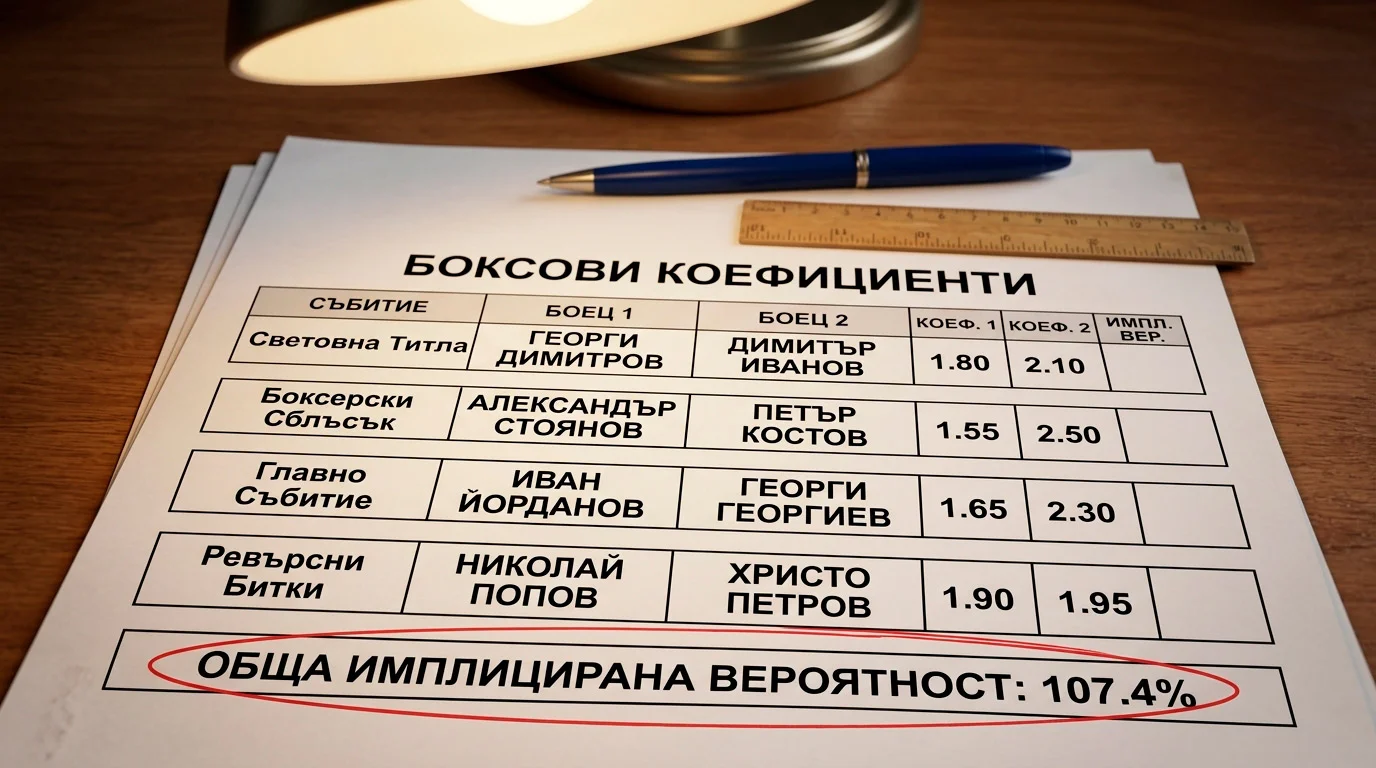 Лист с боксови коефициенти, чиято имплицитна сума надхвърля 100% — визуализация на overround