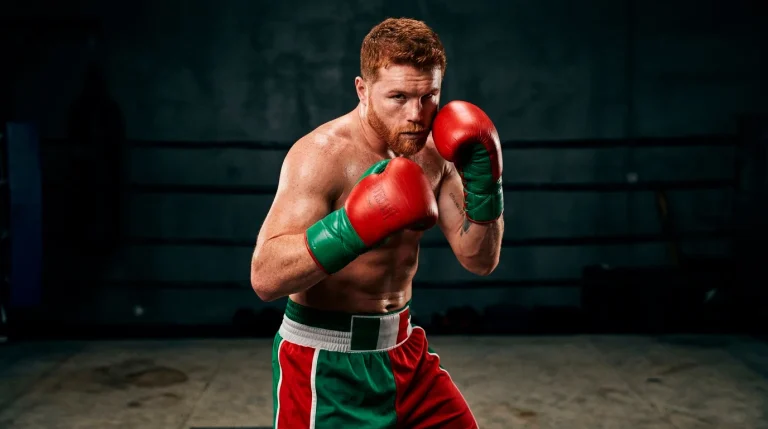 Залог на Canelo Alvarez — мексикански боксьор в супер средна категория, портрет в стойка