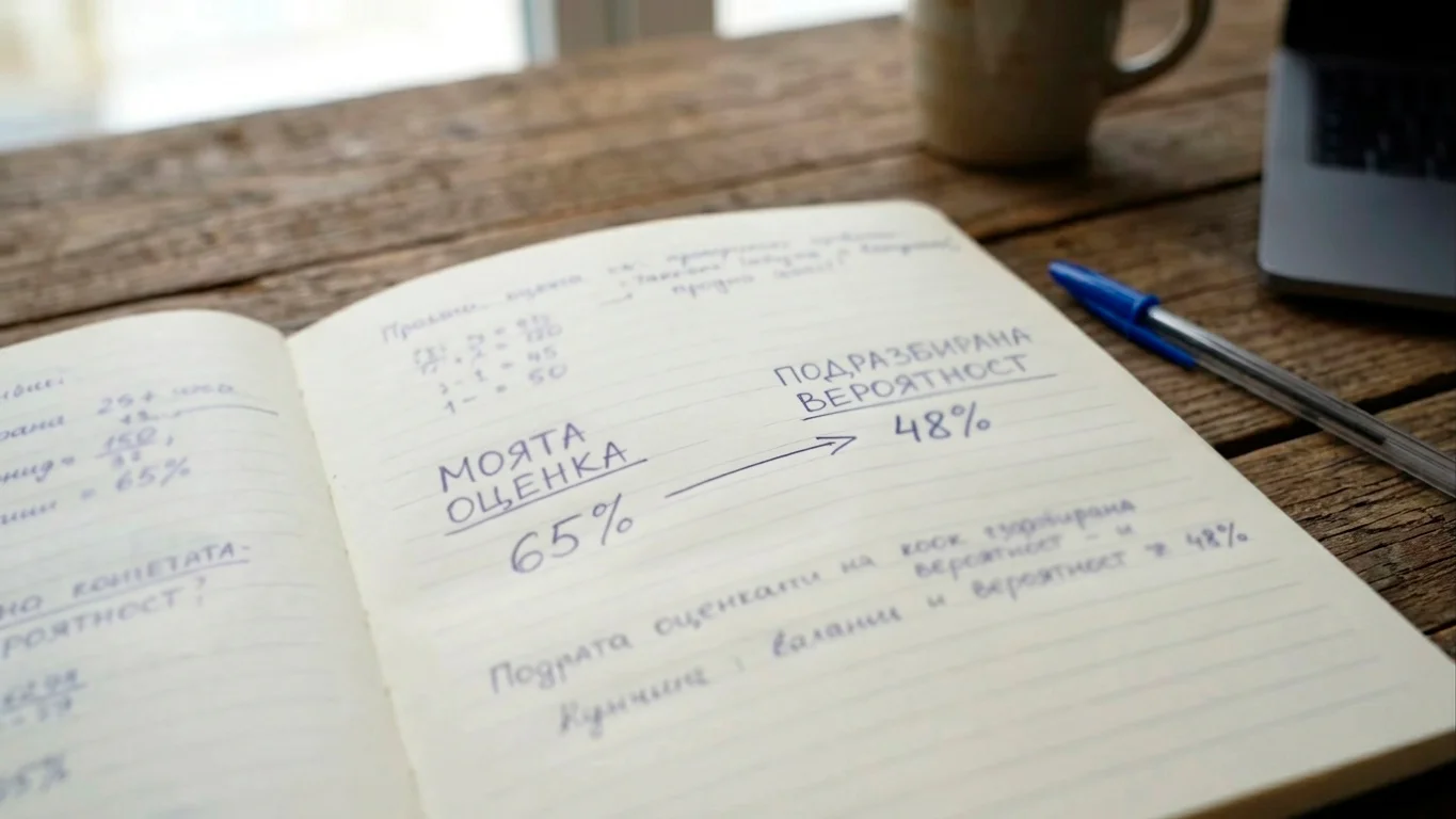 Лист със собствена оценка на вероятност до коефициент — визуализация на value подхода